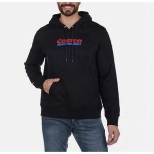 Costco Kirkland Signature Men L Women XL Black Hoodie Sweatshirt Embroidered